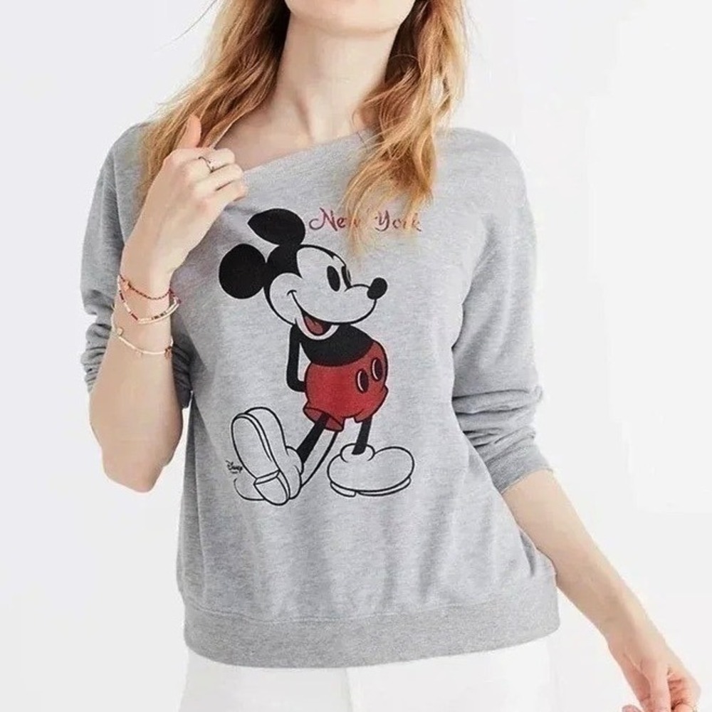 Madewell Mickey Mouse Sweatshirtโ S Gray Disney New York Graphic Pullover